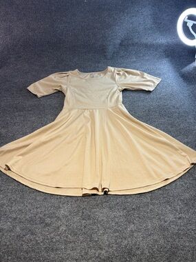 Miss Me Beige Midi Skater Dress